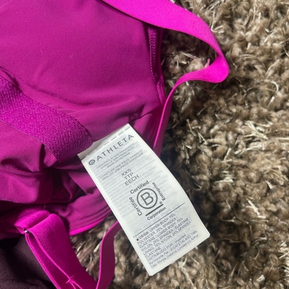 NWT Athleta Color Block One Piece Swimsuit, Size XXS Electric Fuchsia - Picture 5 of 6
